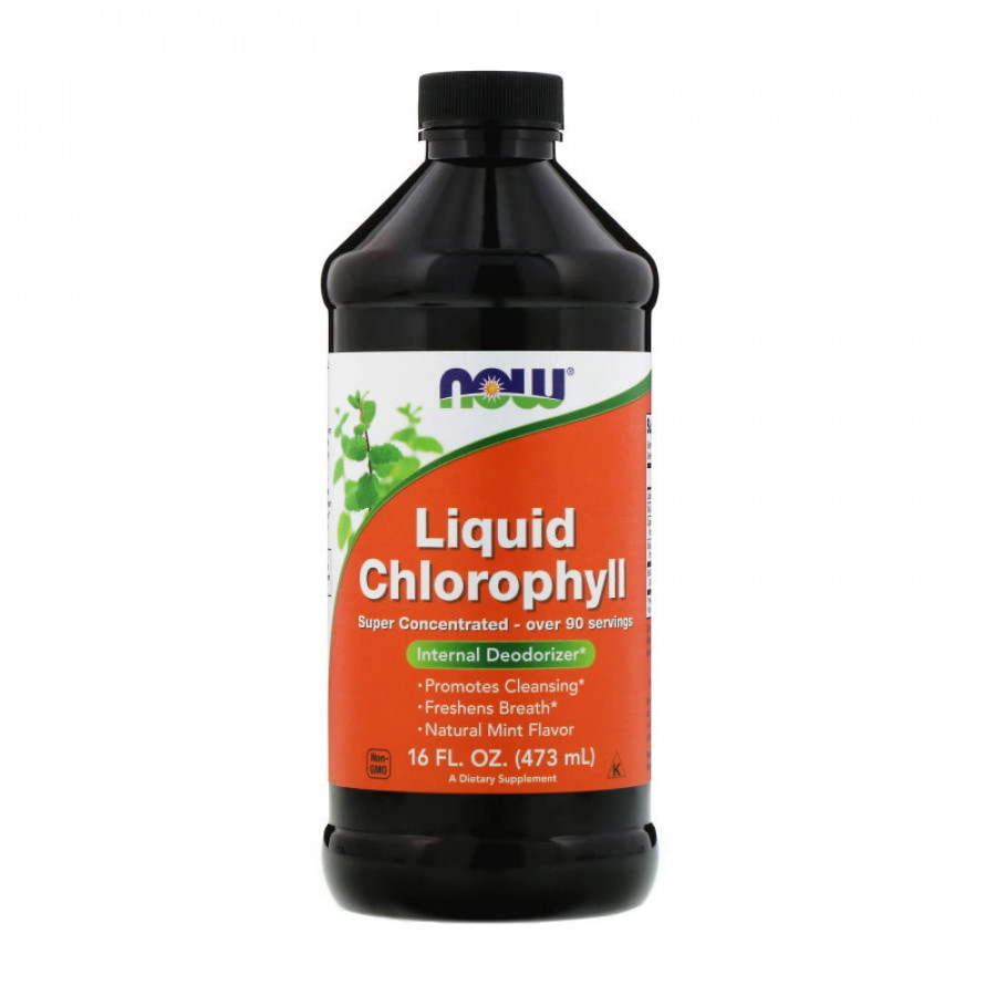 Хлорофилл с ароматом мяты "Liquid Chlorophyll" Now Foods, 473 мл