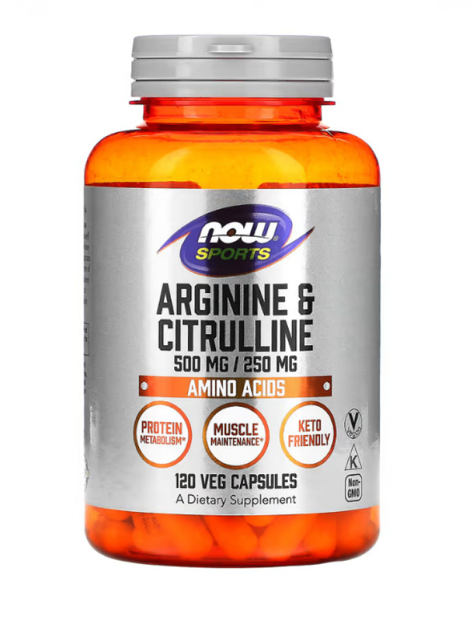Аргинин и Цитрулин Now Foods (Arginine and Citrulline) 500 мг\250 мг 120 капсул
