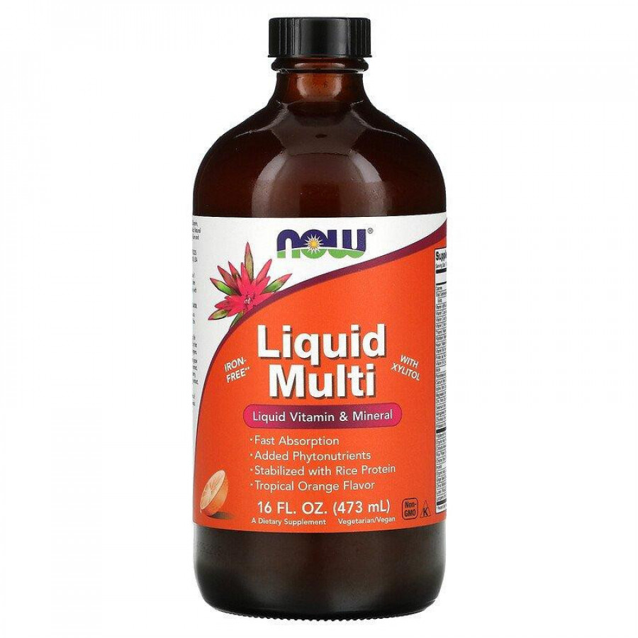 Мультивитамины "Liquid Multi" Now Foods, тропический апельсин, 473 мл