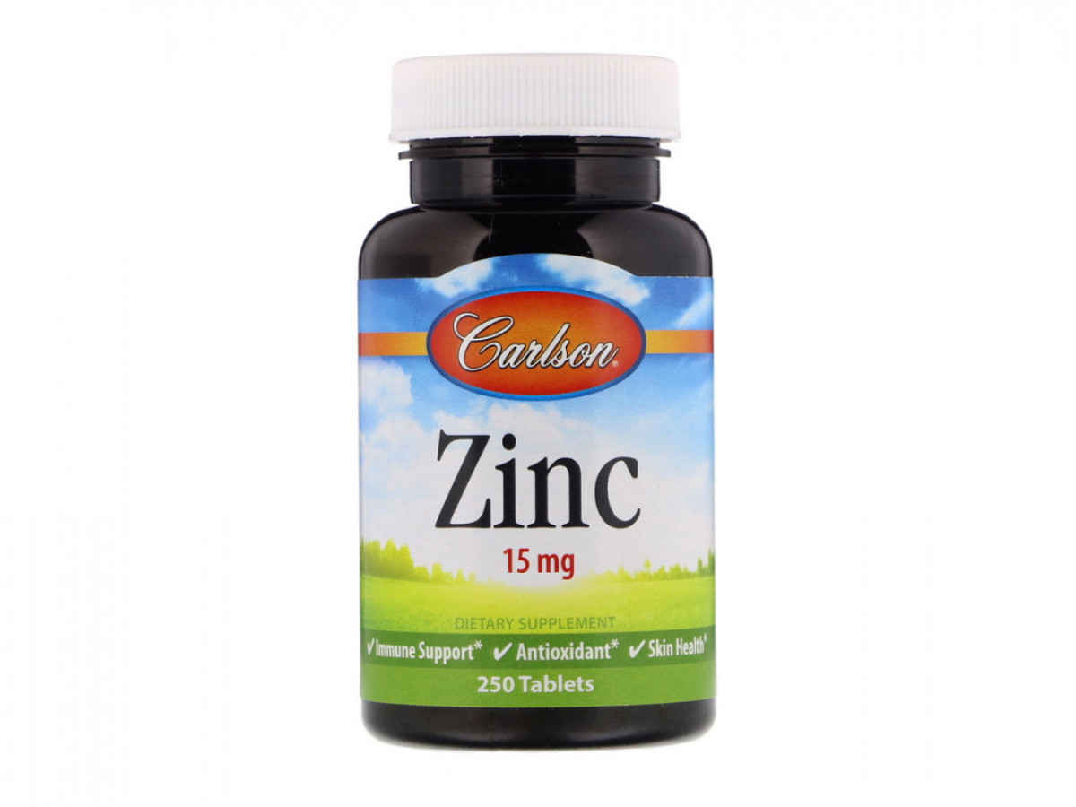 Цинк, Zinc, Carlson Labs, 15 мг глюконата цинка, 250 таблеток