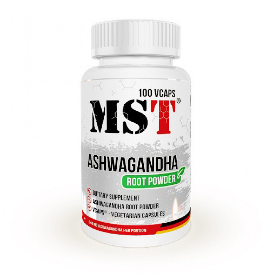 Порошок корня ашваганды "Ashwagandha Root Powder" MST, 320 мг, 100 капсул