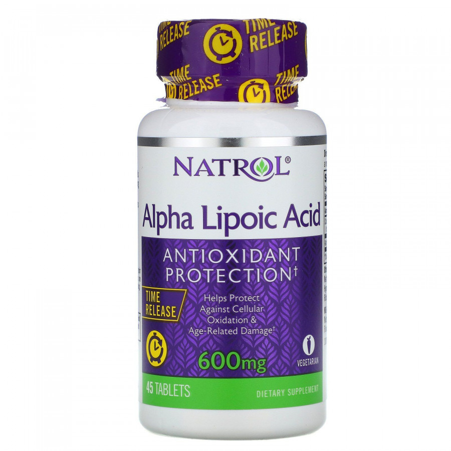 Альфа-липоевая кислота, медленное высвобождение, Natrol, 600 мг, 45 таблеток