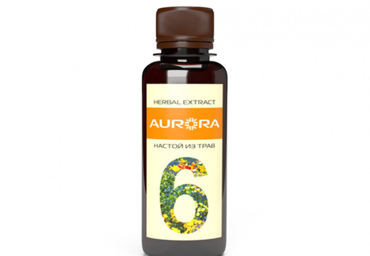 Настой Трав №6, Aur-ora, напиток для профилактики заболеваний почек и мочевыводящих путей, 100 мл
