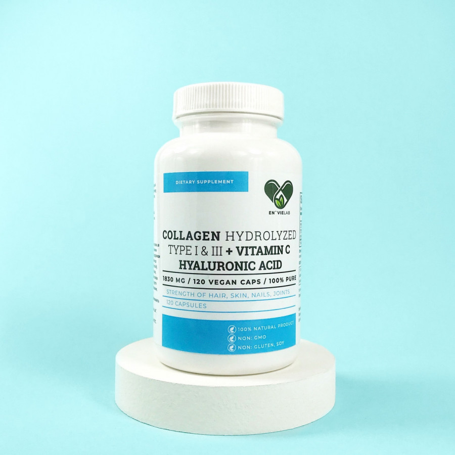 Гидролизованный коллаген с гиалуроновой кислотой и витамином С EN`VIE LAB, 1830 мг, 120 капсул