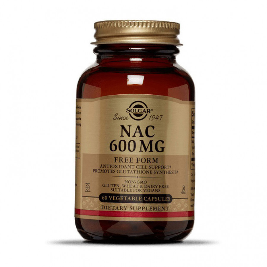 N-ацетилцистеин "NAC" 600 мг, Solgar, 60 капсул