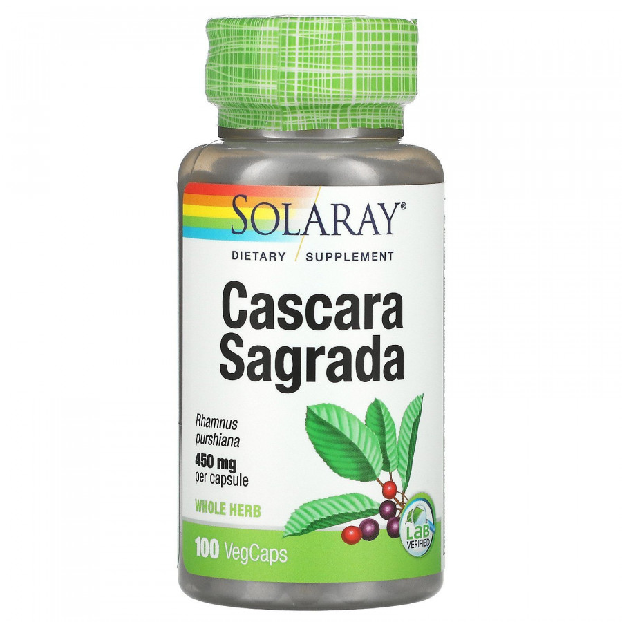 Каскара Саграда Solaray (Cascara Sagrada) 450 мг 100 растительных капсул