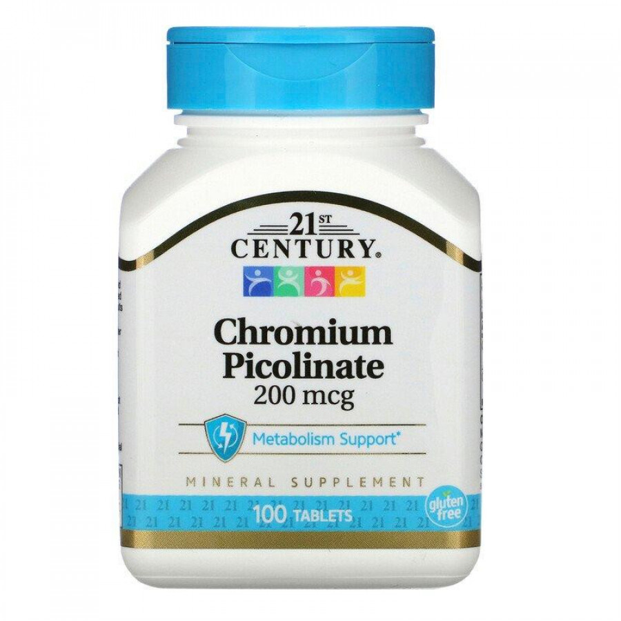 Хром пиколинат "Chromium Picolinate" 21st Century, 200 мкг, 100 таблеток