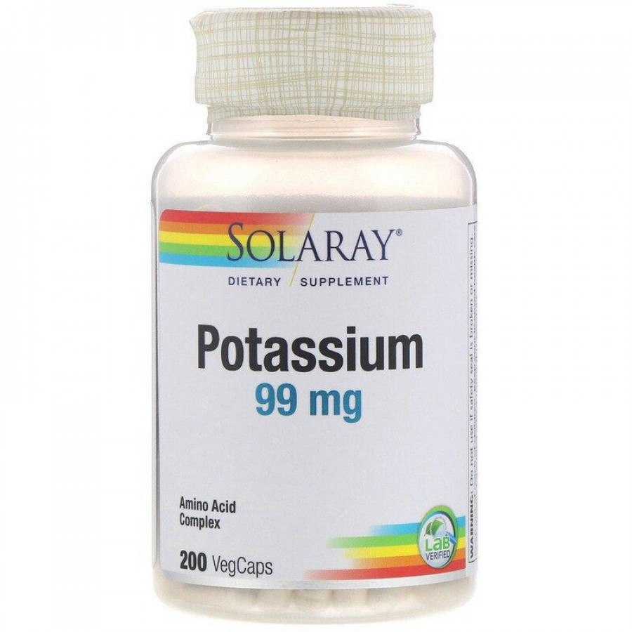 Калий "Potassium" 99 мг, Solaray, 200 капсул