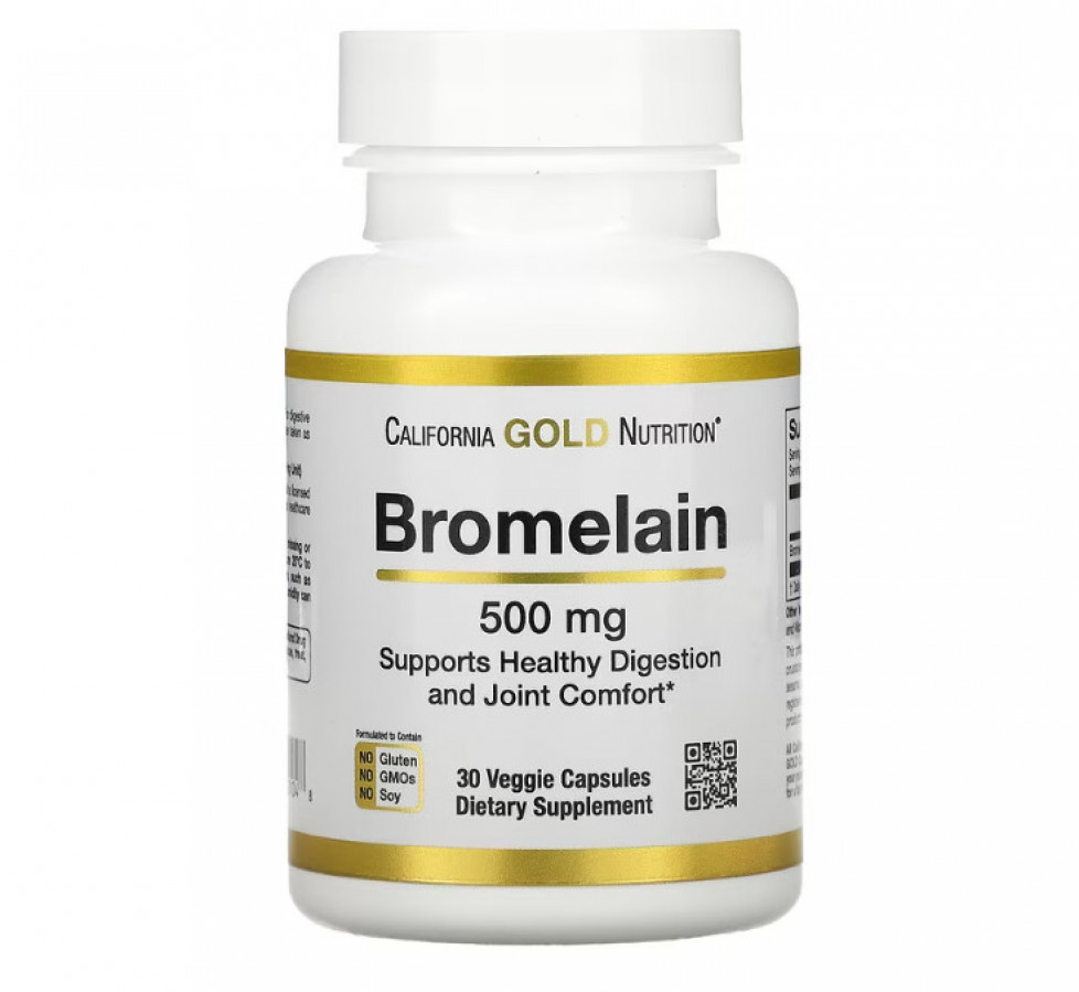 Бромелайн "Bromelain" California Gold Nutrition, 500 мг, 30 капсул