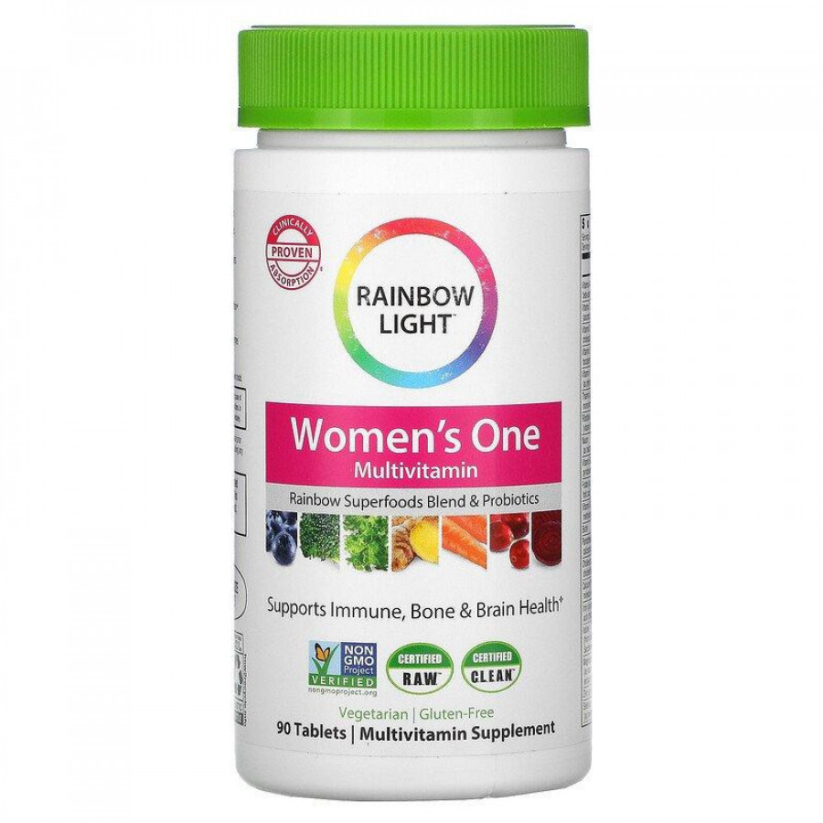 Поливитамины для женщин, Women's One, Rainbow light, 90 таблеток