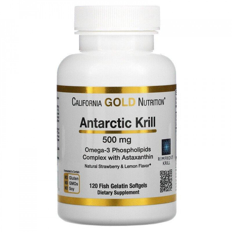 Масло криля с астаксантином "Antarctic Krill" California Gold Nutrition, 500 мг, 120 капсул
