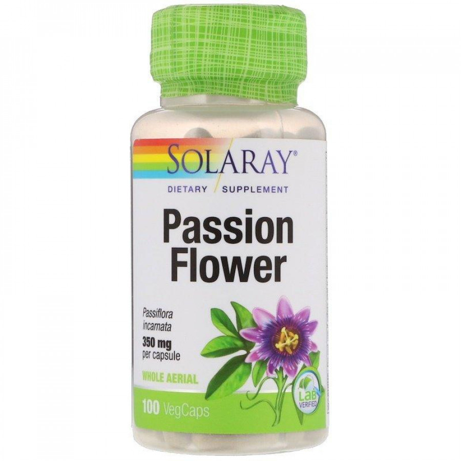 Пассифлора "Passion Flower" 350 мг, Solaray, 100 капсул