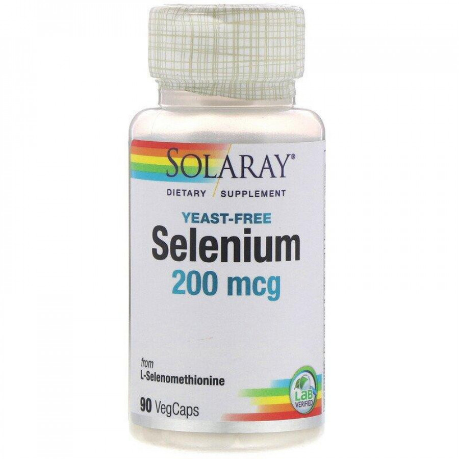 Селен "Selenium" 200 мкг, Solaray, 90 капсул