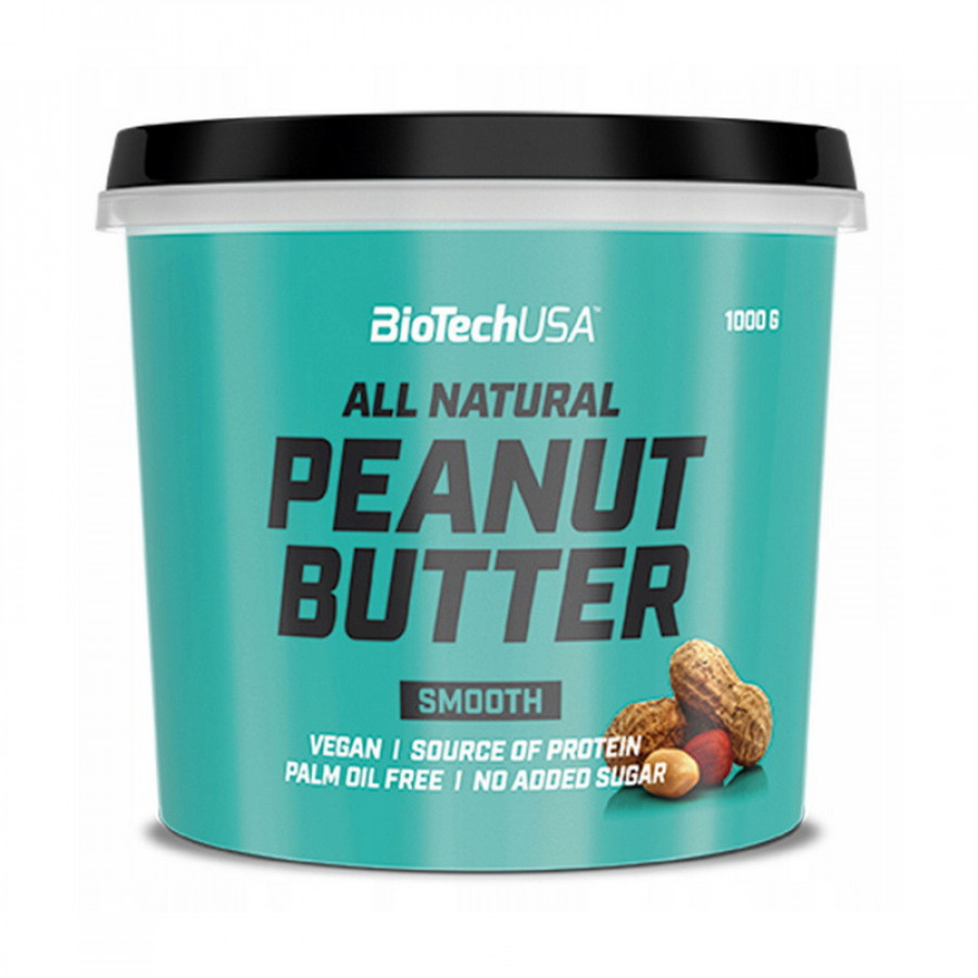 Арахисовая паста All Natural Peanut Butter BioTech гладкая текстура 1000 г