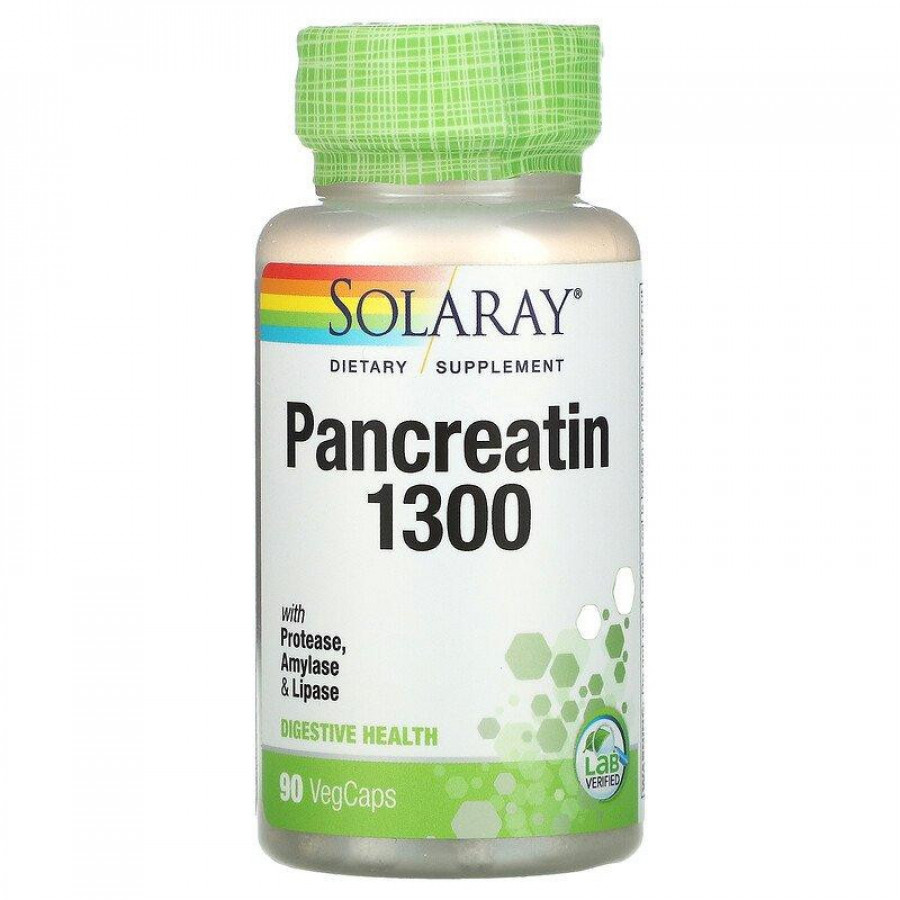 Панкреатин "Pancreatin" Solaray, 1300 мг, 90 капсул