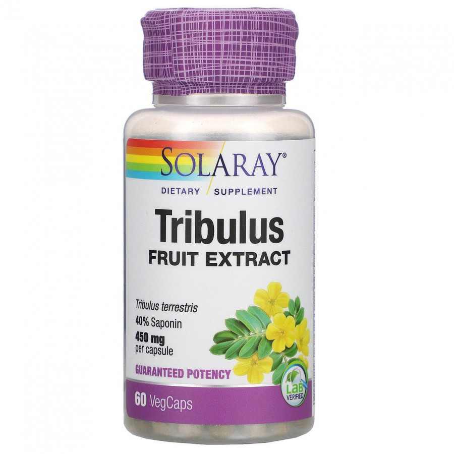 Экстракт плодов трибулуса "Tribulus Fruit Extract" Solaray, 450 мг, 60 капсул