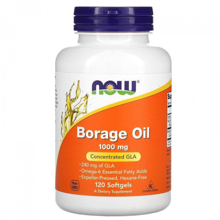 Масло бурачника "Borage Oil" Now Foods, высокая концентрация ГЛК, 100 мг, 120 капсул
