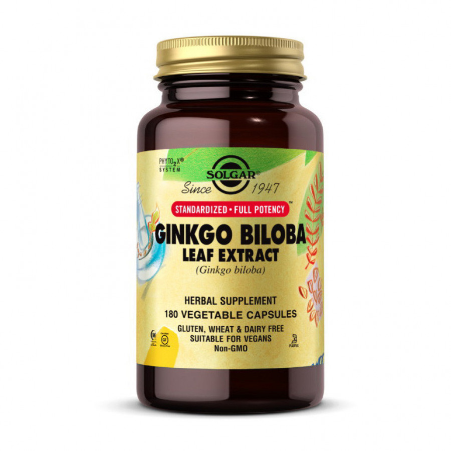 Гинкго Билоба "Ginkgo Biloba Leaf Extract", Solgar, 180 капсул