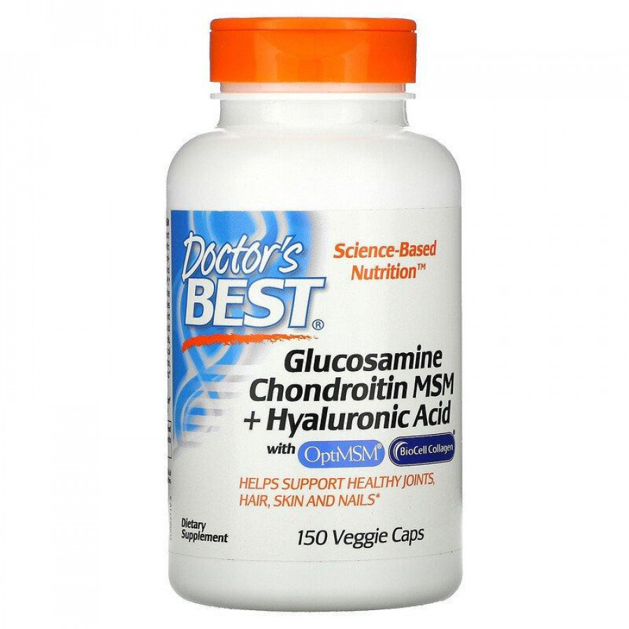 Хондропротекторы "Glucosamine Chondroitin MSM + Hyaluronic Acid with OptiMSM" Doctor's Best, 150 капсул