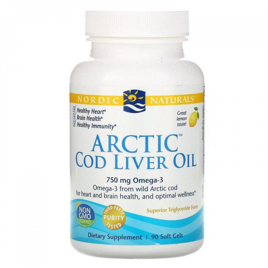 Рыбий жир из печени арктической трески "Arctic Cod Liver Oil omega-3" Nordic Naturals, 750 мг, 90 капсул