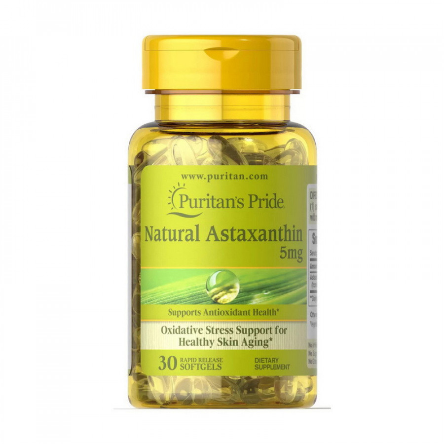 Астаксантин "Astaxanthin" 5 мг, Puritan's Pride, 30 желатиновых капсул