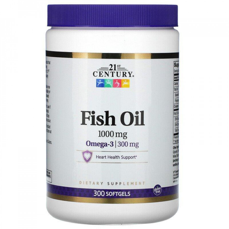 Рыбий жир "Fish Oil" 21st Century, 1000 мг, 300 желатиновых капсул