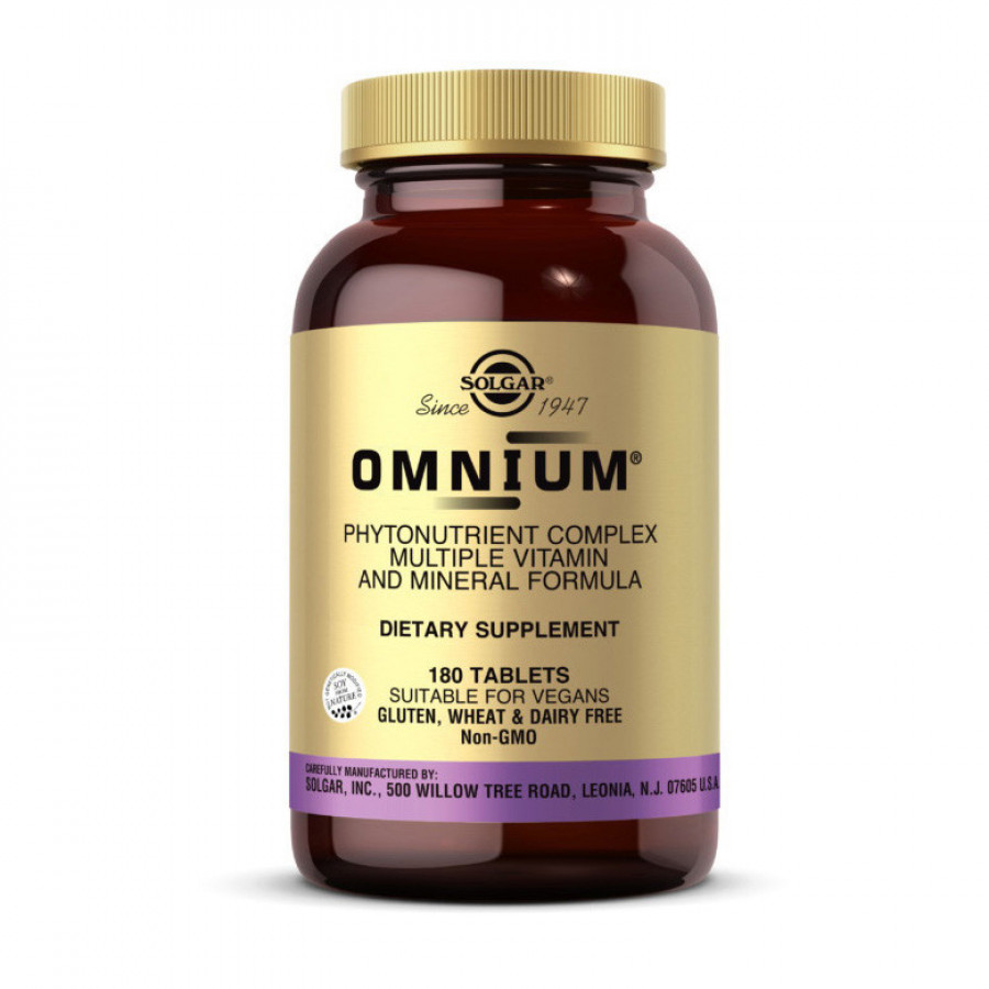 Omnium, комплекс фитонутриентов, формула с витаминами и минералами, Solgar, 180 таблеток