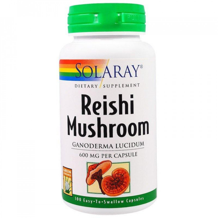 Грибы рейши "Reishi Mushrom" 600 мг, Solaray, 100 капсул