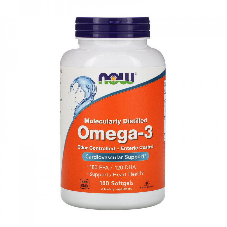 Омега-3, очищенная на молекулярном уровне "Omega-3 Molecularly Distilled" Now Foods, 360 мг/240 мг, 180 капсул
