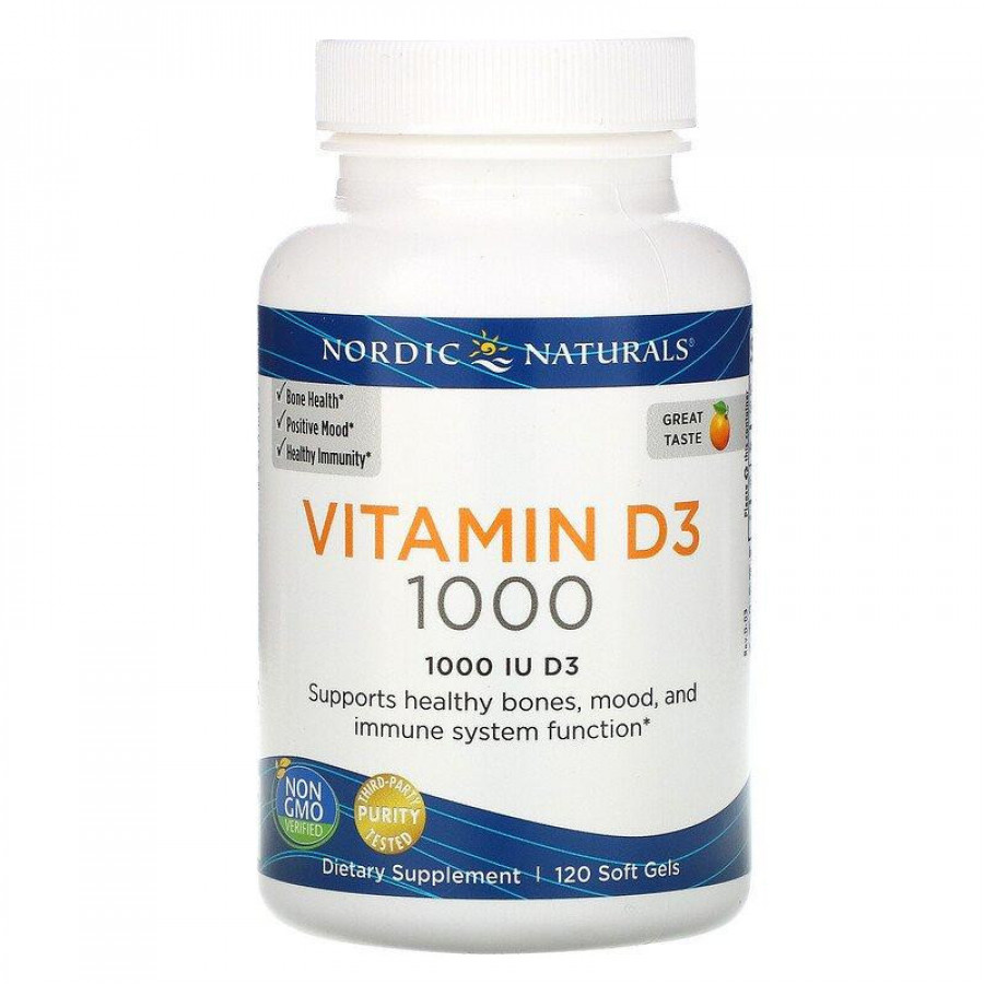 Витамин D3 "Vitamin D3" 1000 МЕ/25 мкг, со вкусом апельсина, Nordic Naturals, 120 капсул