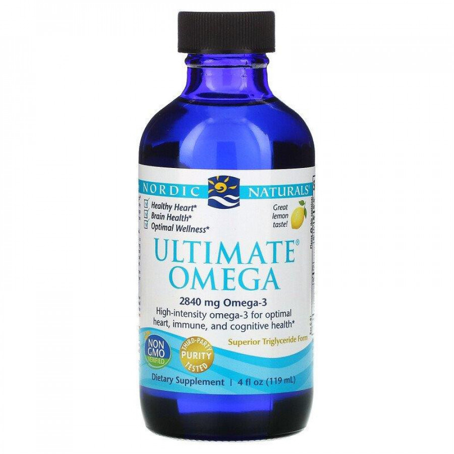 Омега-3, Ultimate Omega, 2840 мг, со вкусом лимона, Nordic Naturals, 119 мл