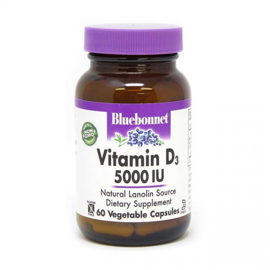 Витамин D3 "Vitamin D3" Bluebonnet Nutrition, 5000 МЕ, 60 растительных капсул