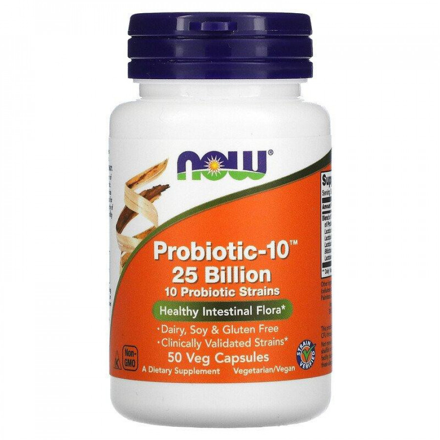 Пробиотики, 25 млрд, Probiotic-10, Now Foods, 50 капсул