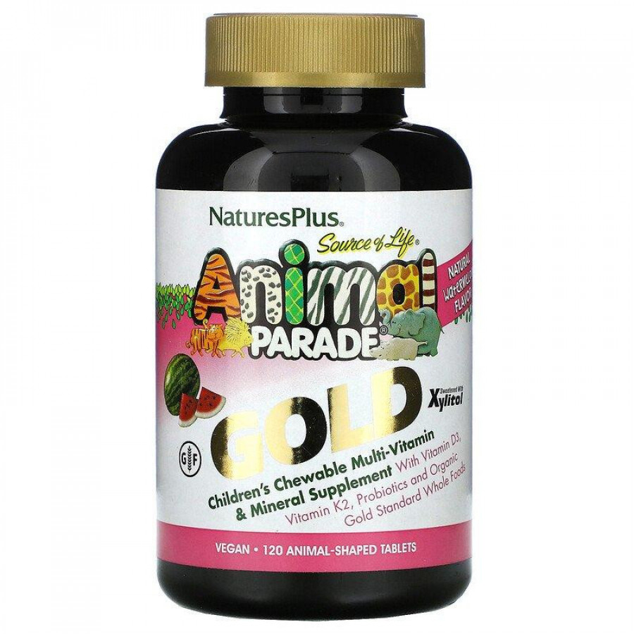 Мультивитамины и минералы для детей Animal Parade "Gold", Nature's Plus, арбуз, 120 жевательных таблеток