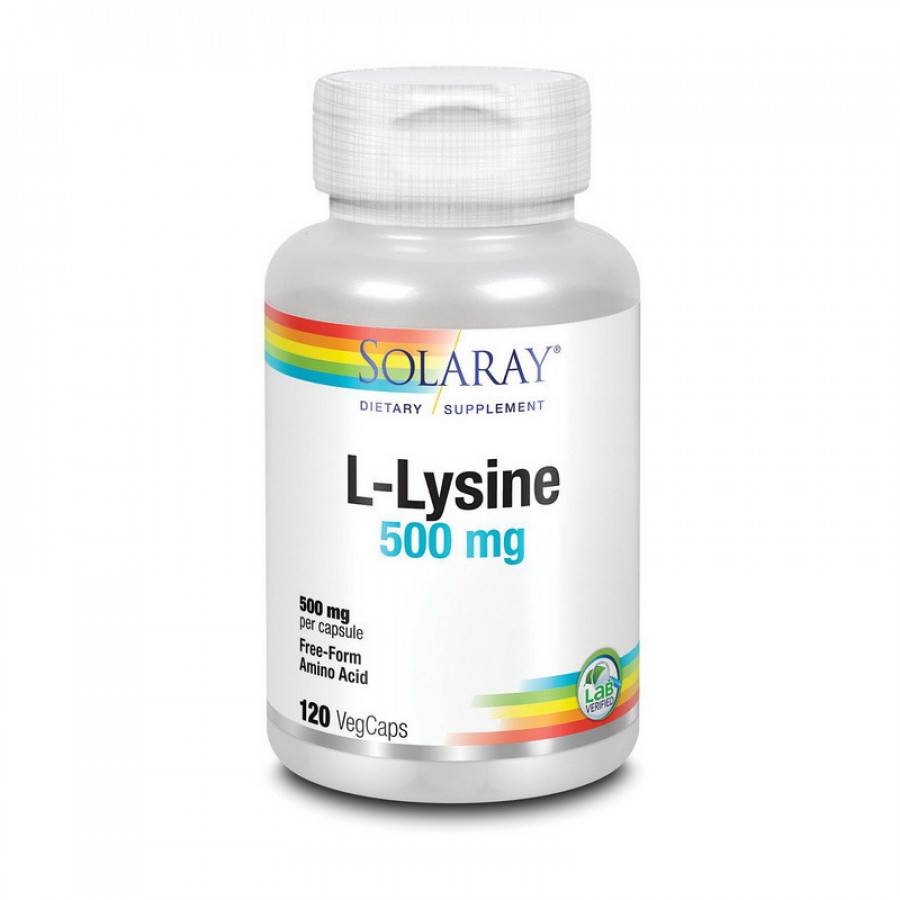 L-лизин "L-Lysine" 500 мг, Solaray, 120 капсул