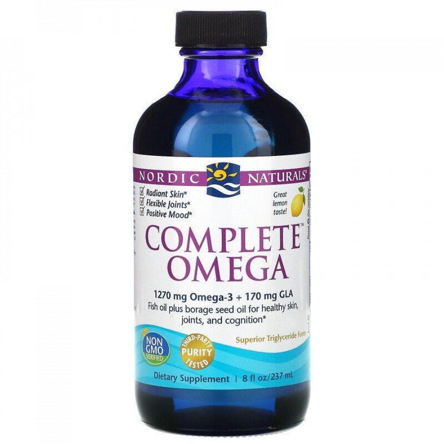 Комплекс омеги-3 и GLA "Complete Omega" Nordic Naturals, 1270 мг, вкус лимона, 237 мл