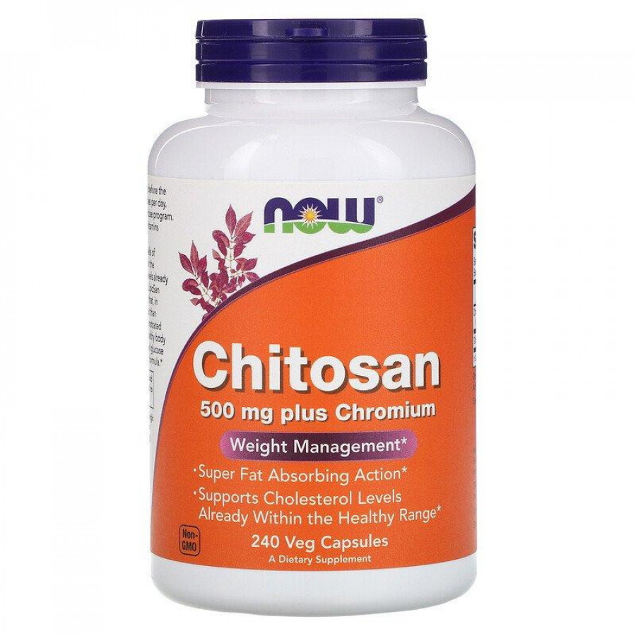 Хитозан и хром "Chitosan plus Chromium" Now Foods, 500 мг, 240 капсул