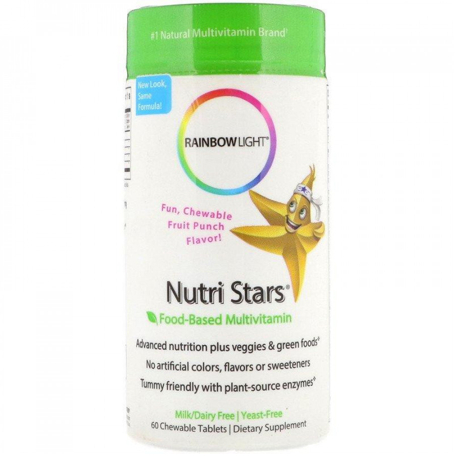 Поливитамины для детей "Nutri Stars" фруктовый пунш, Rainbow light, 60 жевательных таблеток