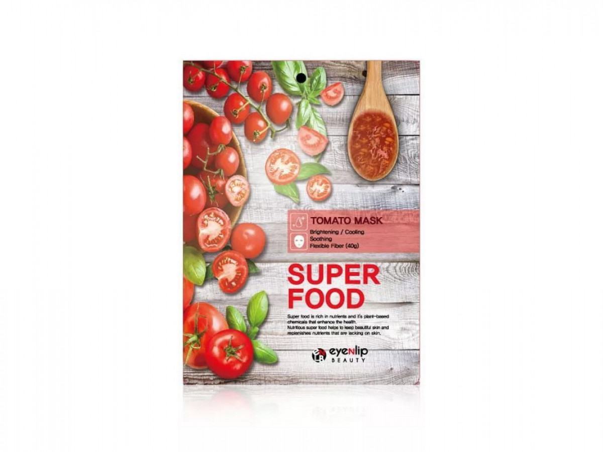 Маска для лица Super Food Mask Tomato, Eyenlip, тканевая с экстрактом томата, 1 шт
