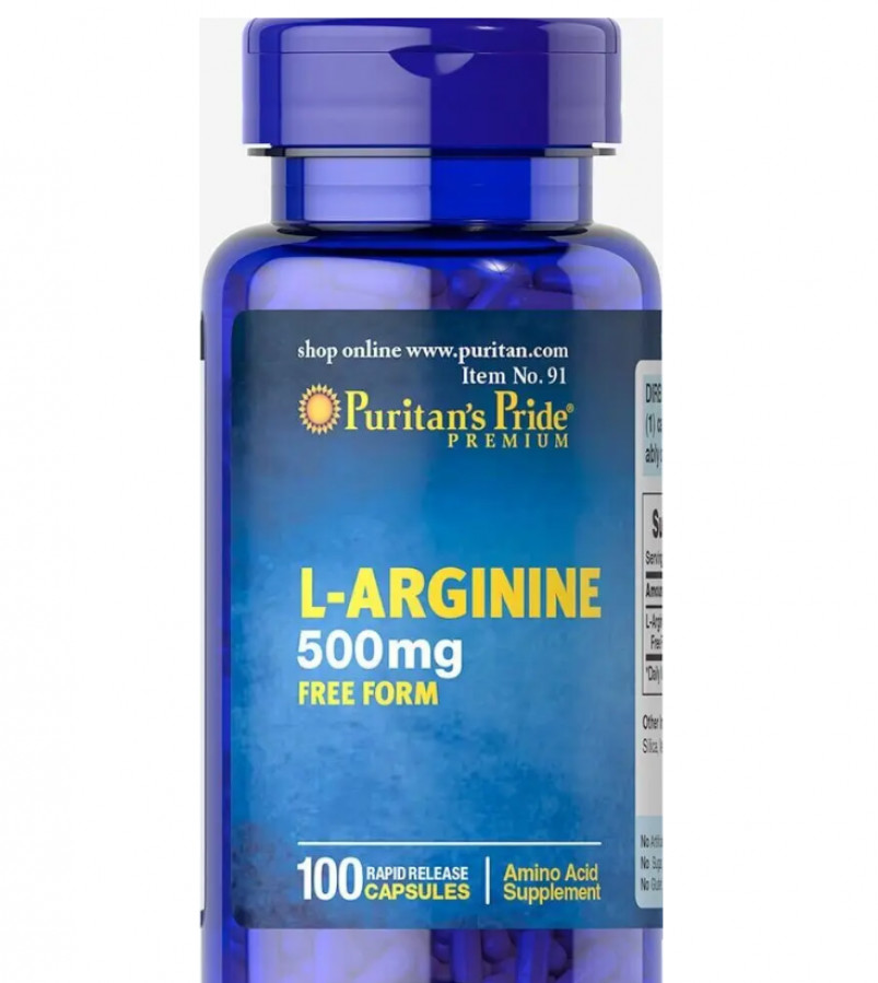 Амінокислота L-аргінін, L-Arginine, Puritan's Pride, 500 мг, 100 капсул