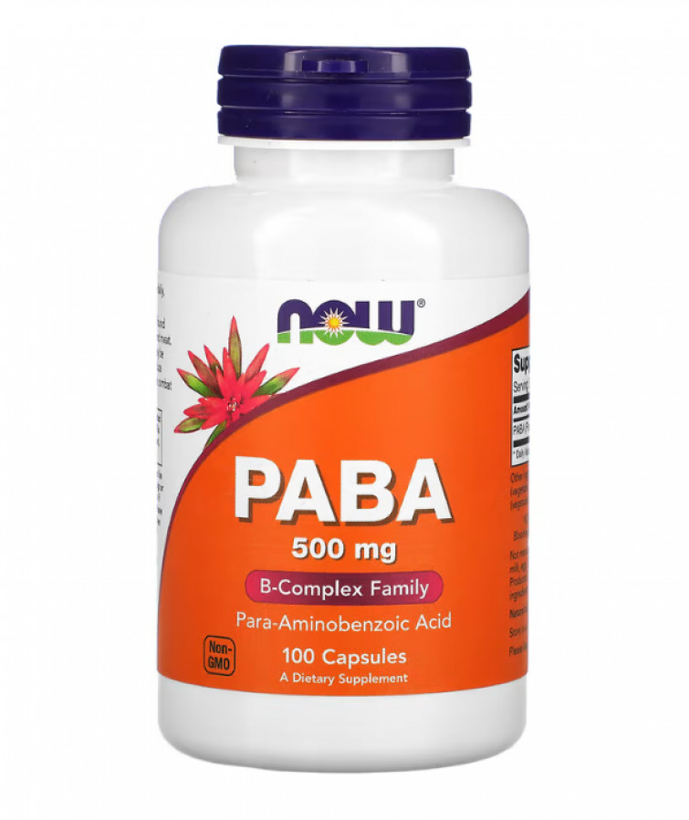 ПАБК пара-аминобензойная кислота Витамин В10 Now Foods (PABA) 500 мг 100 капсул