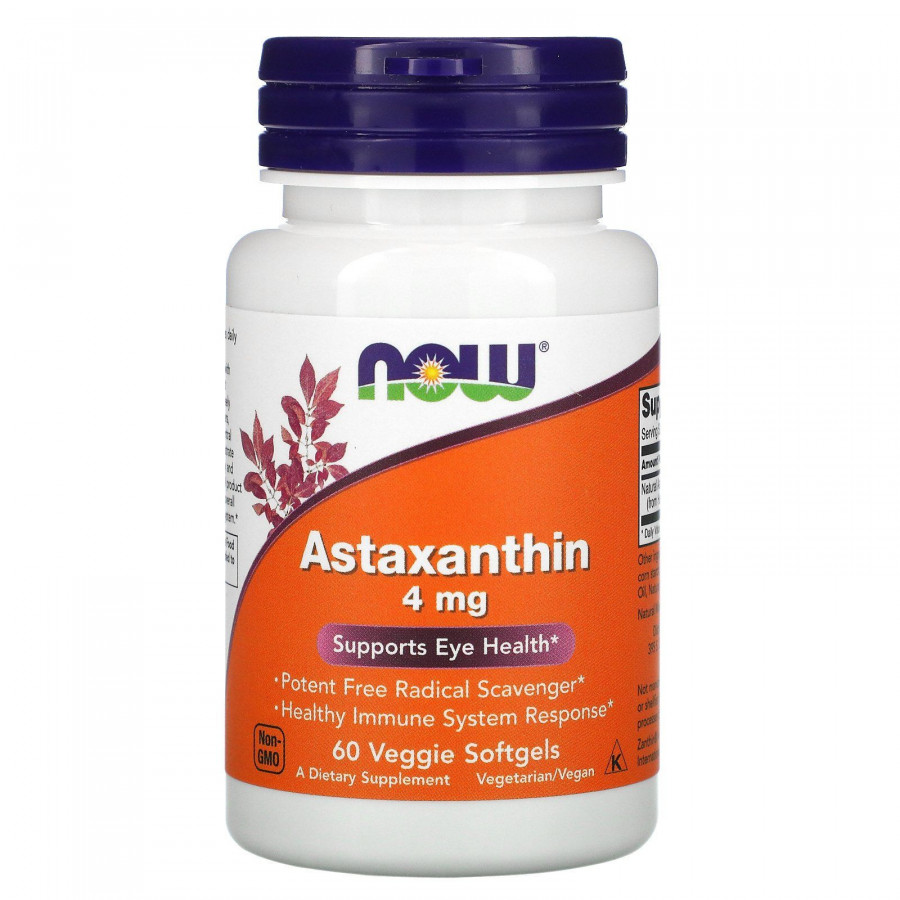 Астаксантин Now Foods (Astaxanthin) 4 мг 60 вегетарианских капсул