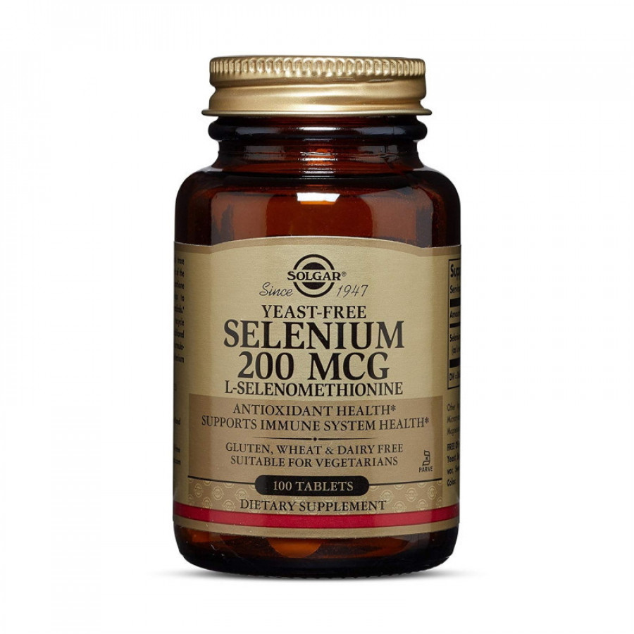 Селен "Selenium yeast free" Solgar, без дрожжей, 200 мкг, 100 таблеток