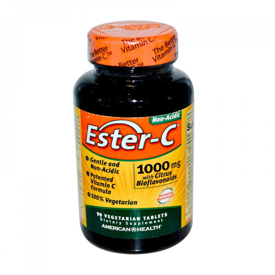 Витамин С Ester-C, American Health, 1000 мг с цитрусовыми биофлавоноидами, 90 вегетарианских капсул