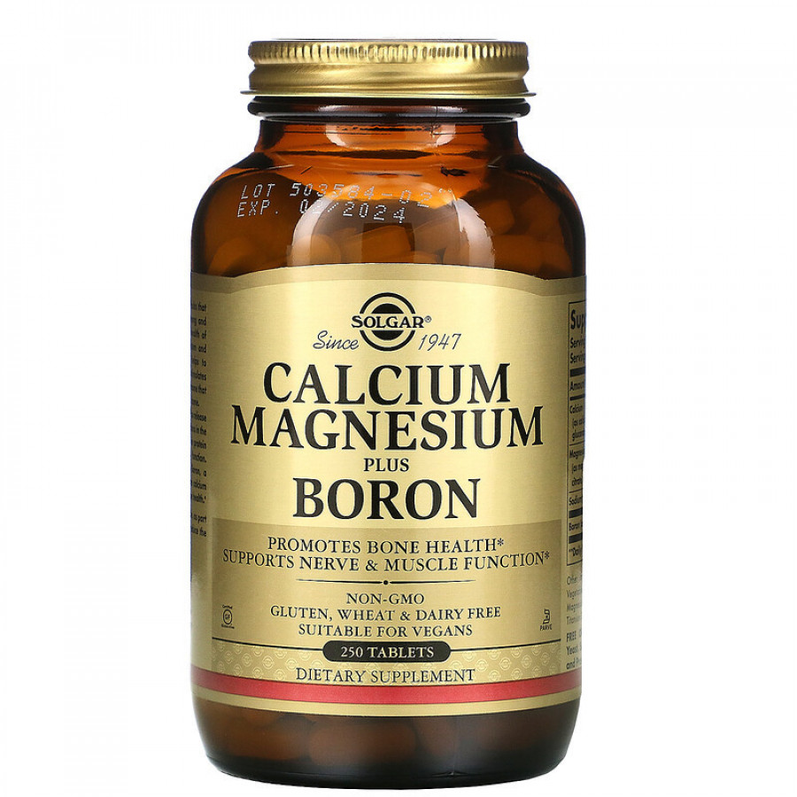 Кальций, магний, бор "Calcium Magnesium Plus Boron" Solgar, 250 таблеток