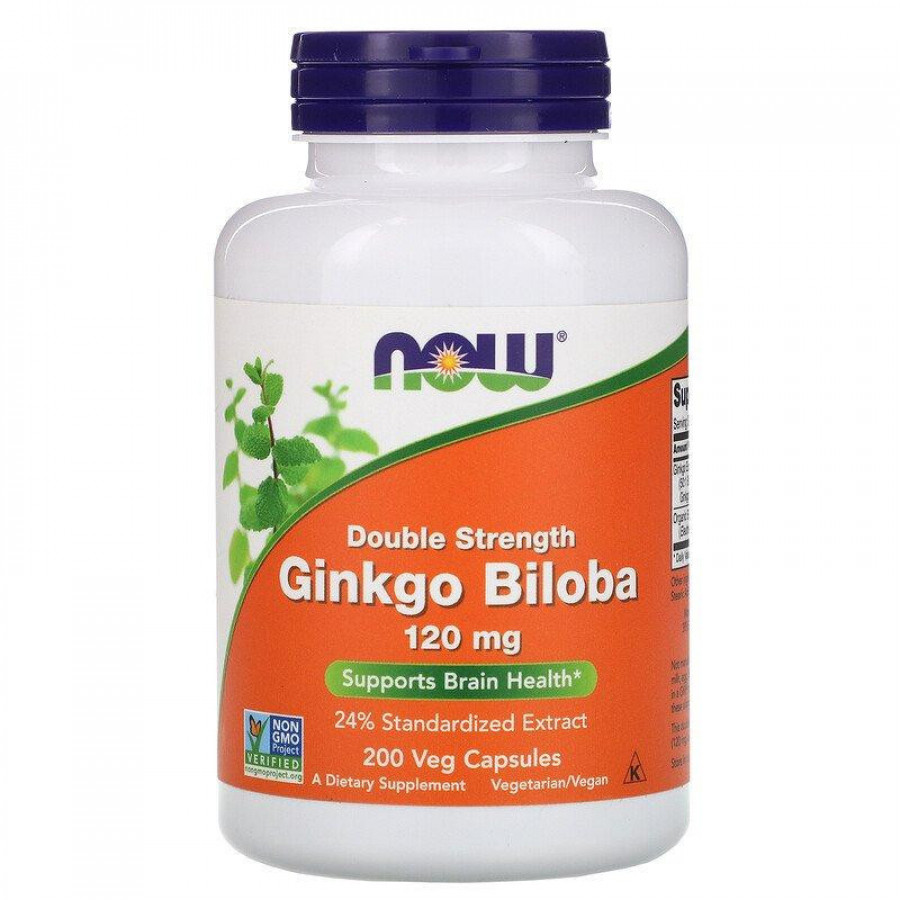 Гинкго Билоба "Ginkgo Biloba Double Strength" 120 мг, Now Foods, 200 капсул
