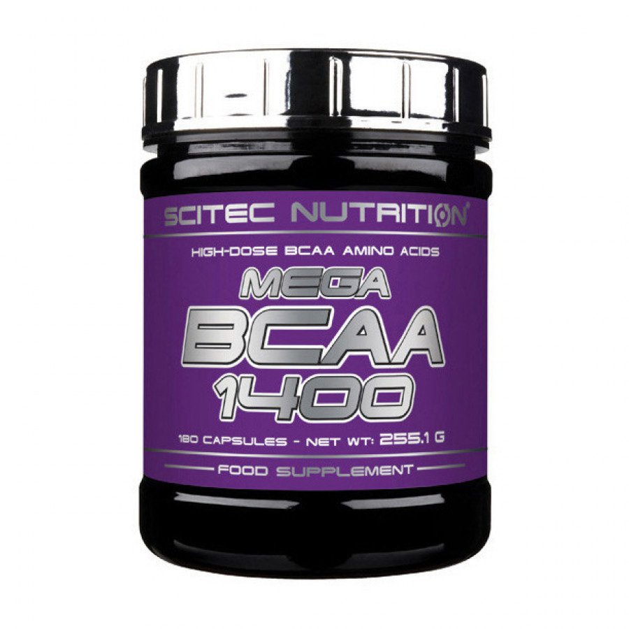 Аминокислоты ВСАА с витаминами группы В "Mega BCAA 1400" Scitec Nutrition, 180 капсул