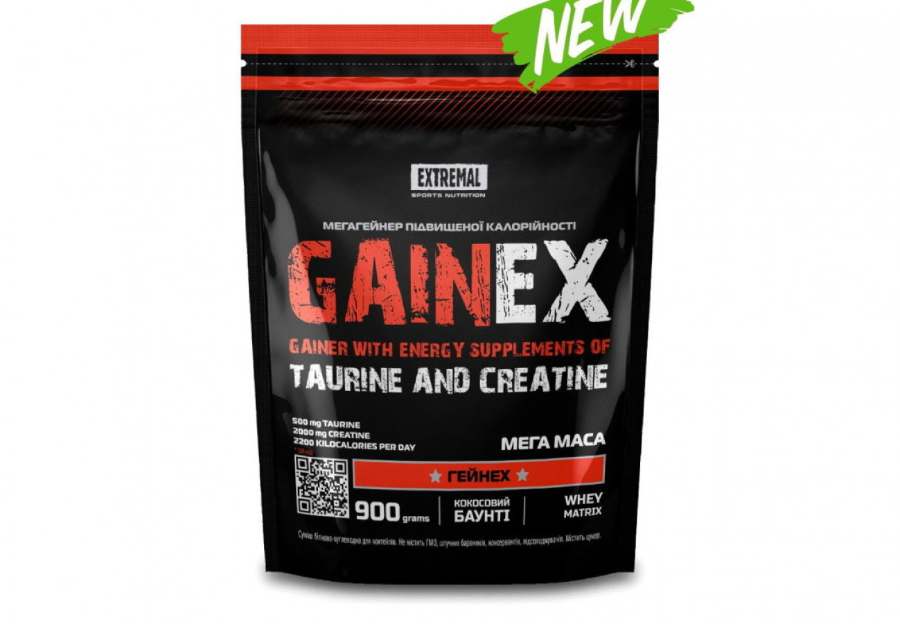 GAINEX, EXTREMAL, гейнер повышенной калорийности с креатином и таурином, разные вкусы, 900 г