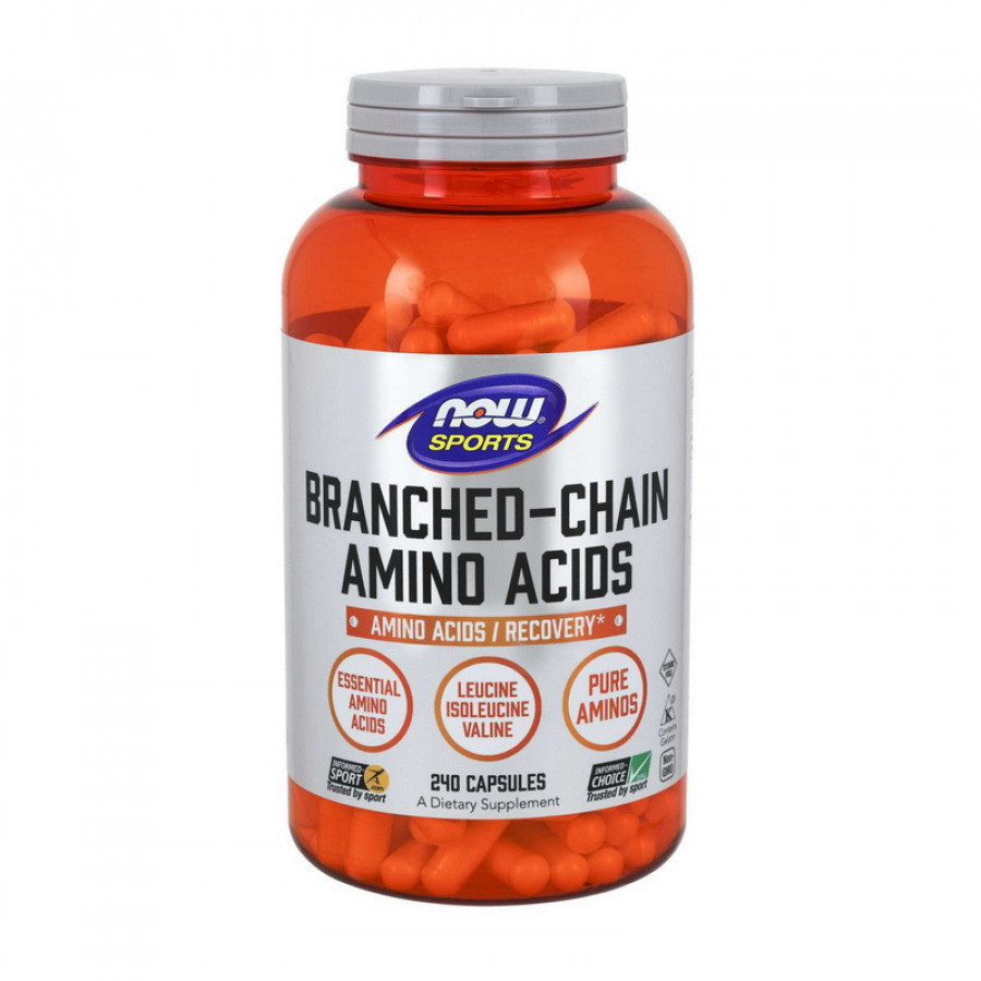 Аминокислоты с разветвленной цепью "Branched Chain Amino Acids" Now Foods, Sports, 240 капсул