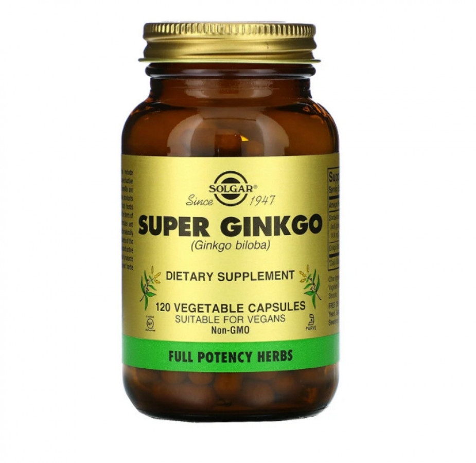 Гинкго Билоба "Super Ginkgo" Solgar, 120 капсул